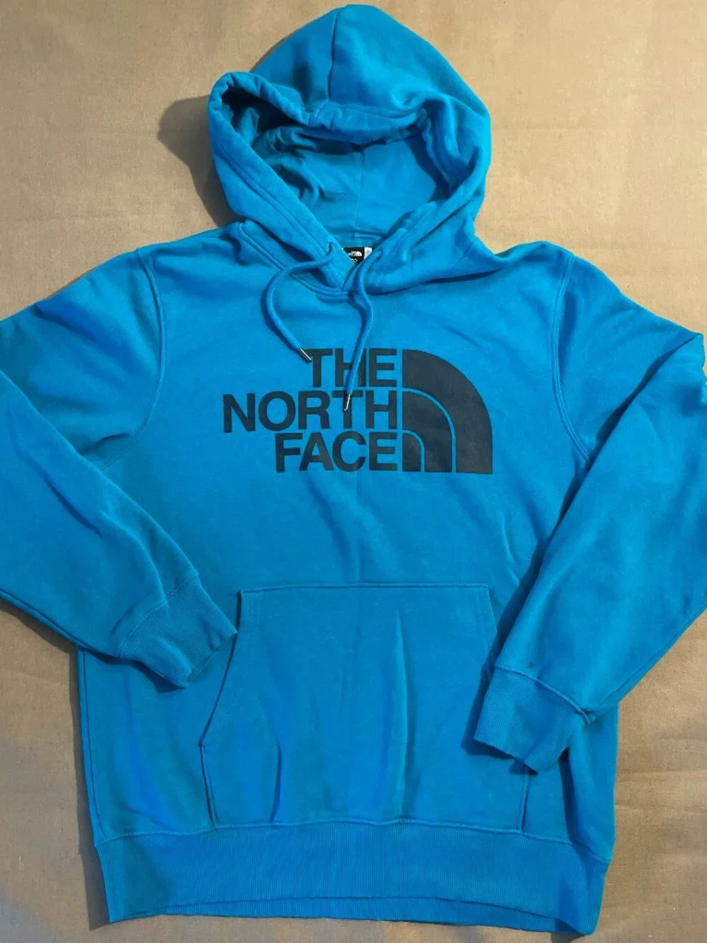 North Face Men's Hoodie Size L Blue Logo Oversized Gorpcore Outdoors Hiking
